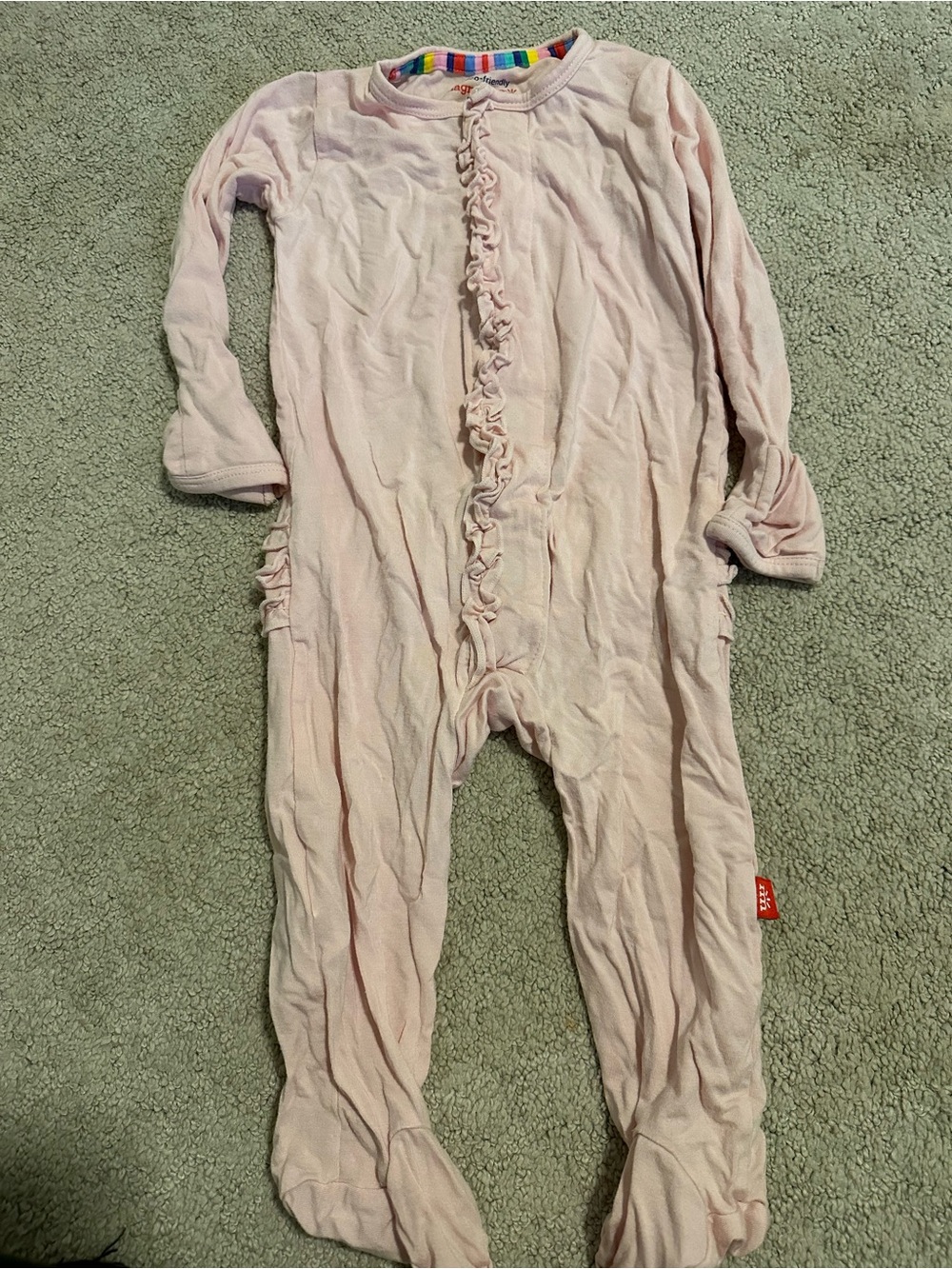 Magnetic Me Soft Pink Ruffle Footie One-Piece